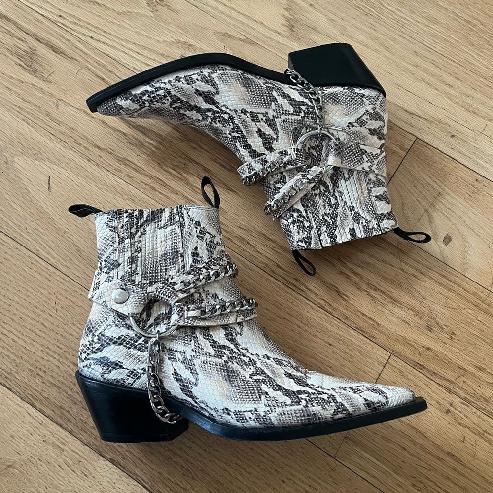 ANINE BING Harris Snakeskin Leather Boots Size 36